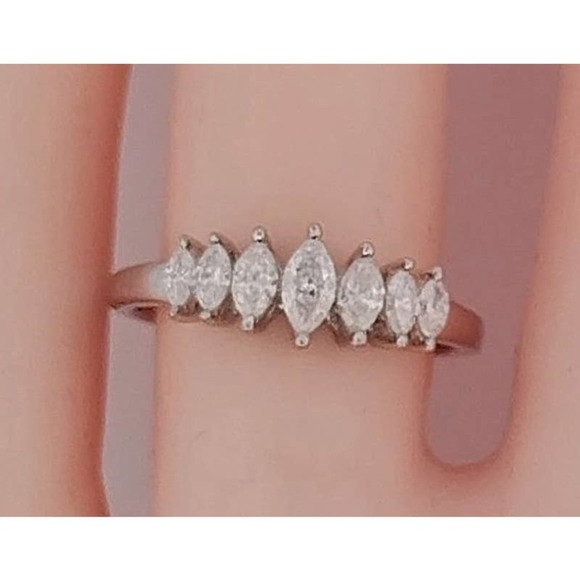 10K Diamond Marquise-Cut Anniversary Band REAL DIAMONDS size6,7,8 - Picture 6 of 12